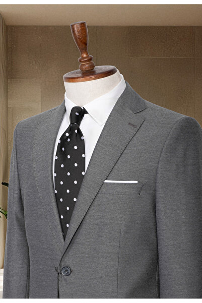 Sergio Menswear Gri İtalyan Stil Slim Fit Erkek Takım Elbise, Pantolon Ceket Takım
