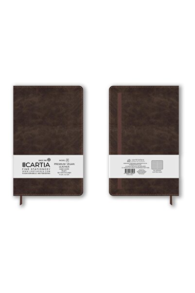 Cartia Premium Vegan Deri Kahverengi Not Defteri Çizgili Sert Kapak 13x21