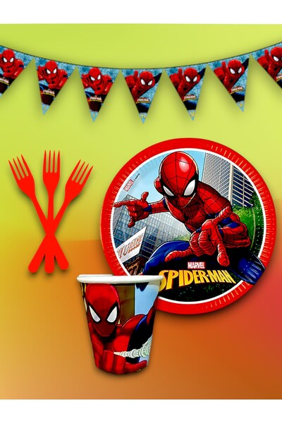 partylady مجموعة أدوات تقديم الطعام ذات الطابع الخاص بسبايدر مان لـ 24 شخصًا ...