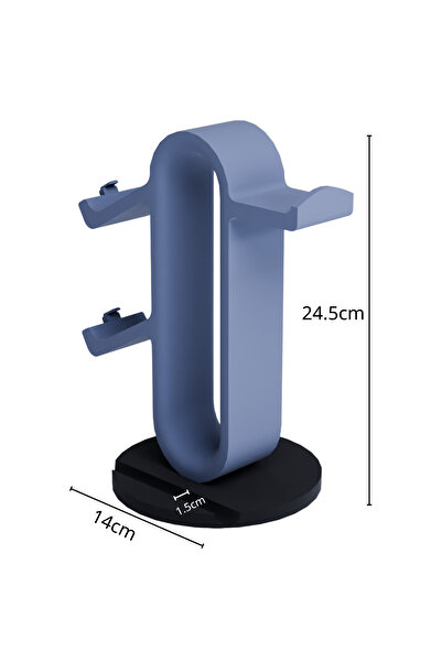 Black Edge Headset, Phone And Game Controller Stand - Holds 1 Headphone, 2 Controllers And 1 Phone