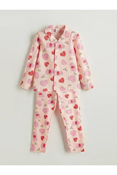 LC Waikiki Σετ πιτζάμες για κορίτσια με γιακά πουκάμισο (W5)