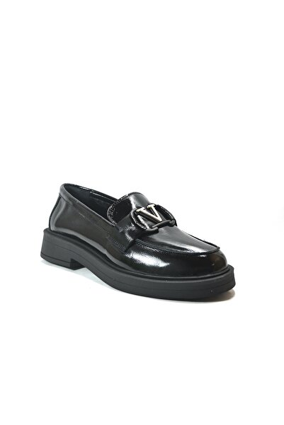 Beety 25.145 Genuine Leather Patent Leather Black Anatomical Women's Loafer Shoes