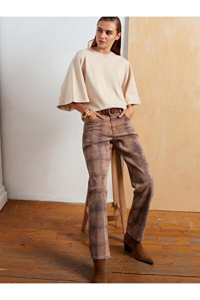 Coral Ekose Baskılı Pantolon 72066 Camel