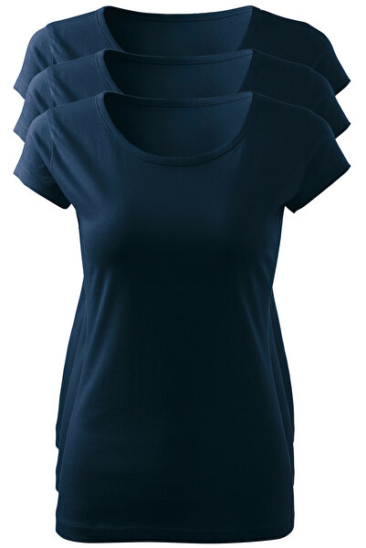 JOY CREATIVE Set of 3 women's t-shirts, simple, casual, 100% cotton, easy to match