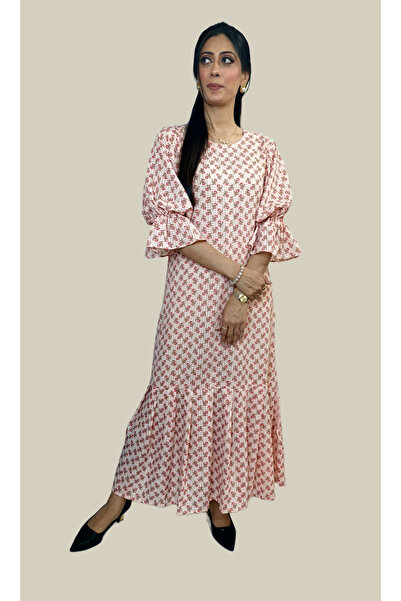 Hayati Collections 1 Piece - Soft Peach Georgette Maxi Dress – Elegant Long D...