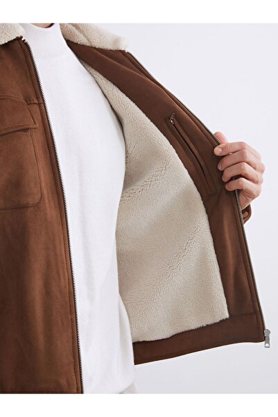 LC Waikiki LCW Vision Slim Fit Fur Collar Suede Men's Coat