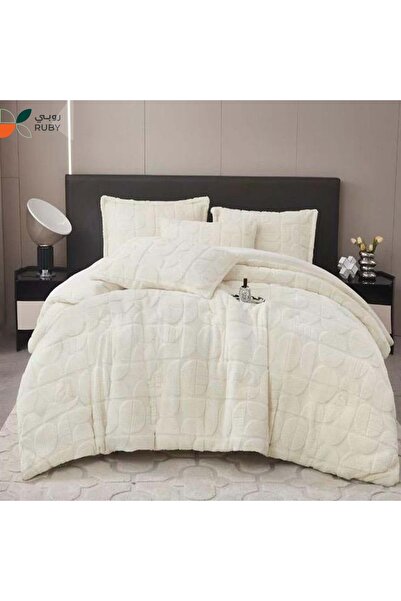 Ropi 6-piece plain embossed fur bedspread