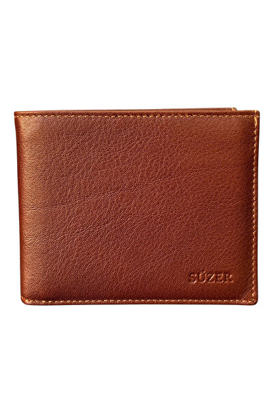 S.S SÜZER DERİ Horizontal Model Classic Genuine Leather Men's Wallet with Removable Inner Compartment Brown