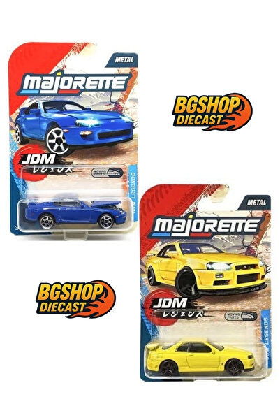 HOT WHEELS Majorette JDM Legends Nissan Skyline GT-R R34 Yellow - TOYOTA SUPRA