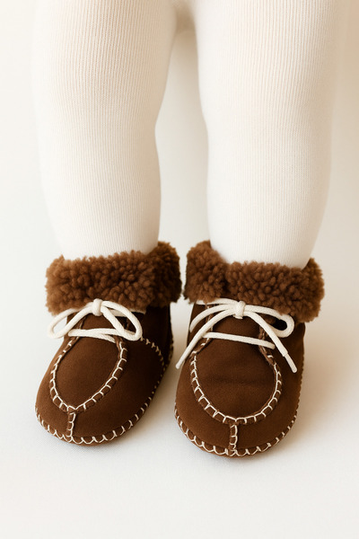 Baharda Nova أحذية أطفال للجنسين مصنوعة من جلد الخروف بنسبة 100% مع فرو داخلي / أحذية شتوية للأطفال البنات والأولاد