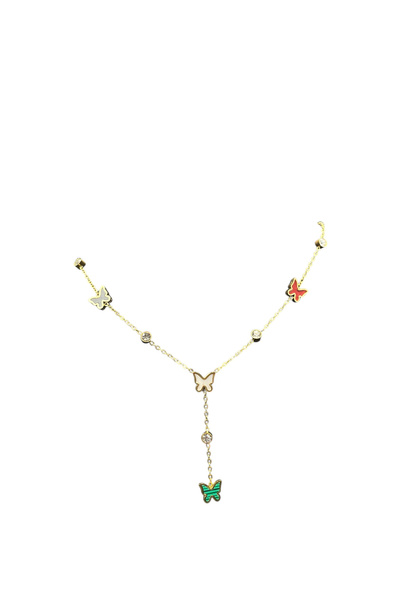 ElectraStore Colier Auriu Cu Fluturi Colorați - C4089