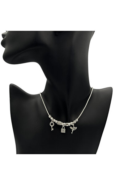 ElectraStore Colier Argintiu Tip Pandora Cu Pandantive Glam - C4157