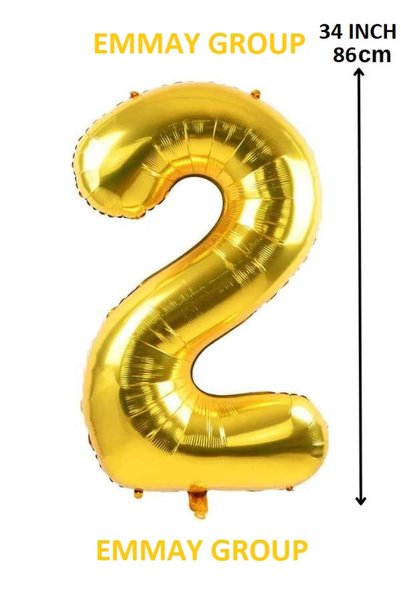 Orca Süs 2 Year Old Number Foil Balloon (2) Gold 86 cm 34”