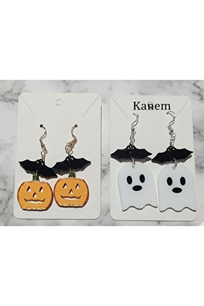 Kanem3D Ghost and Pumpkin Earrings