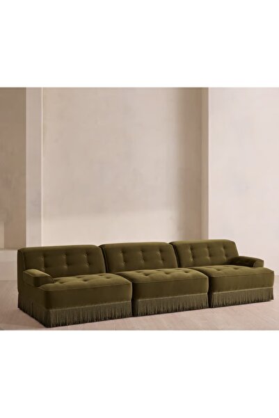 sofalab Elena Püsküllü Modüler Kadife Koltuk