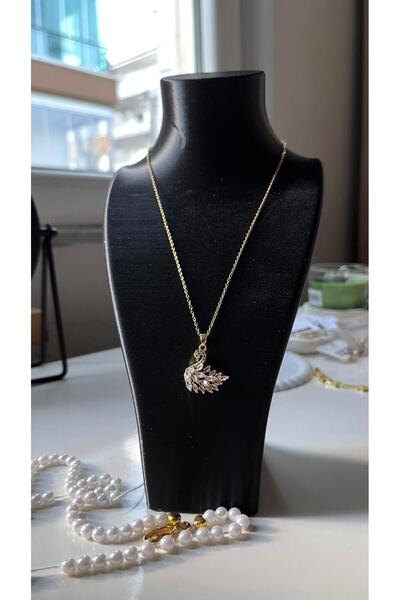 MD AKSESUAR Gold Zirkon Taşlı Kuğu Kolye