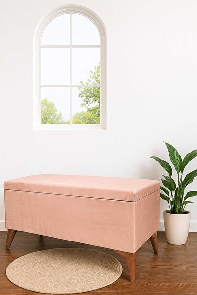 PUFPUF 90 x 40 Pembe Sandıklı Puf & Bench