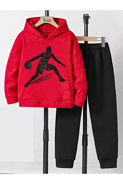 CACTUS COLLECTION Hooded Sweatshirt Children's Bottom Top Set 3 Thread Cotton Basketball