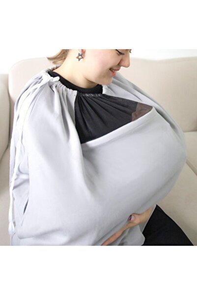 JollyMag Sal pentru alaptare cu ferastra din tul BabyJem (Culoare: Gri)