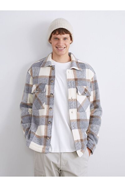 LC Waikiki Xside Plush Plaid Men's Lumberjack Shirt Jacket