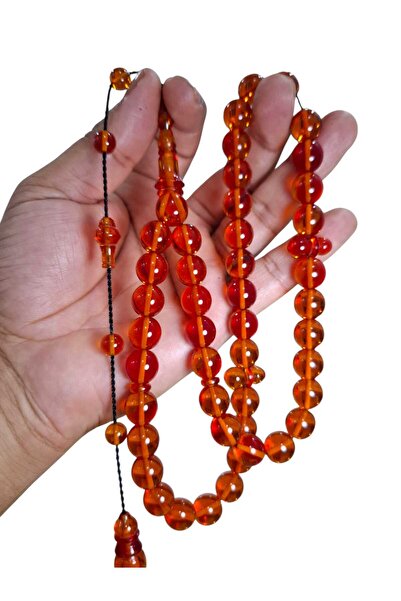 Cekke Tesbih سبحة من العنبر الناري 12 مم بنظام شراشيب أصلي بحرفية خاصة 45 حبة