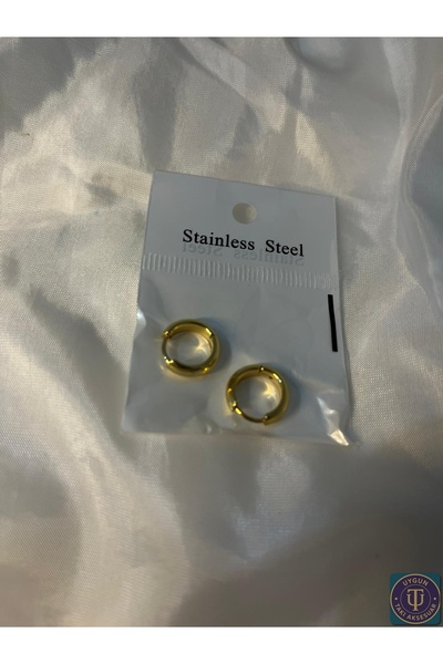 uyguntakıaksesuar Altın Renk Mini Halka Küpe – Unisex Paslanmaz Çelik