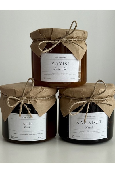 yöresel Kayısı Marmelatı, İncir Reçeli & Karadut Reçeli 3’lü Avantaj Paket (1200 gr.)