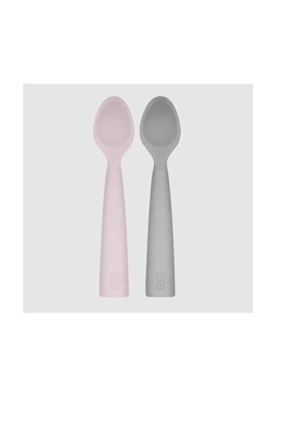 OiOi Silicone Feeding Spoon Nam Nam 2 Pack - Misty Lilac / Powder Gray