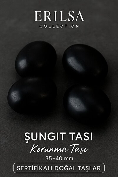 Erilsa Sertifikalı Doğal Şungit (Shungite) Taşı Kütle 35-40 mm – Korunma ve A...