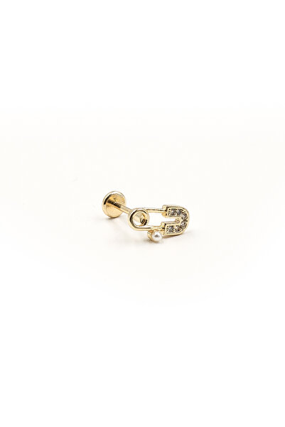 Sose Moda Ataç Tasarım Zirkon Taşlı Gold Tragus Helix Piercing | Anti Alerjik...