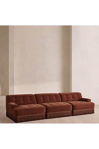 sofalab Elena Püsküllü Modüler Kadife Koltuk