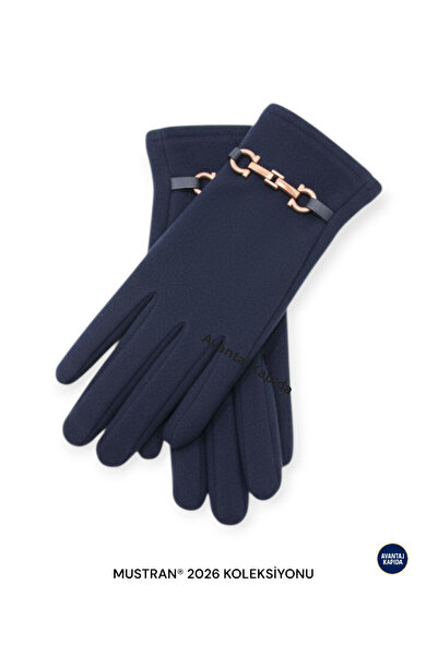 Mustran Suyutti Women's Touchscreen Suede Gloves – Stylish Winter Model with Buckle |   New Season 2026 Collection