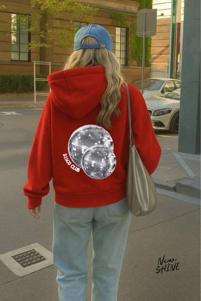 New Shine سويت شيرت بقلنسوة مطبوع عليه ديسكو كلوب