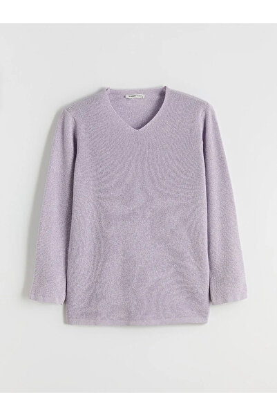 LC Waikiki Lcw Grace Lilac V-Neck Women's Knitwear Sweater