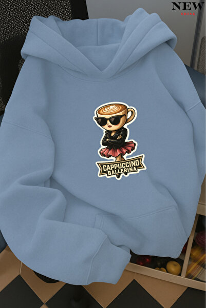 New Shine سويت شيرت بقلنسوة مطبوع عليه كابوتشينو باليرينا