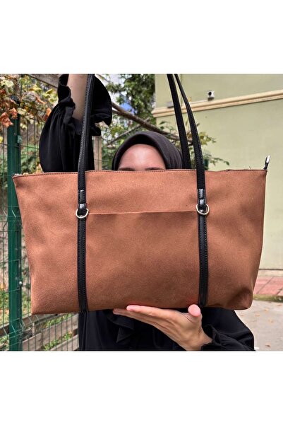 LİZZY BAG Geantă de umăr Shopper cu dungi din piele intoarsa