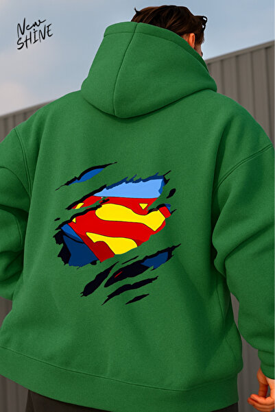 New Shine Superman cu imprimeu cu glugă Swea tricou
