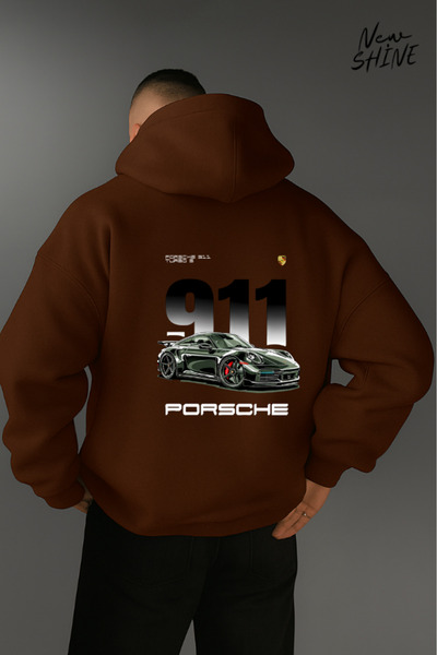 New Shine سويت شيرت بقلنسوة مطبوع عليه سيارة