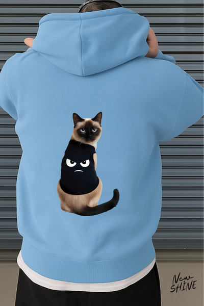 New Shine Hanorac cu glugă cu imprimeu pisică