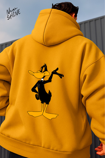 New Shine سويت شيرت بقلنسوة مطبوع عليه بطة