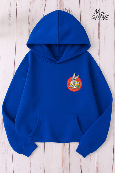 New Shine سويت شيرت بغطاء للرأس مطبوع عليه باغز باني