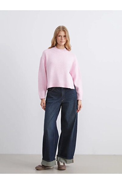 LC Waikiki Lcw Vision Pink Crew Neck Oversize Women's Knitwear Sweater