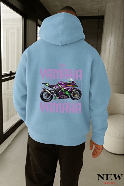 New Shine سويت شيرت بقلنسوة مطبوع عليه دراجة نارية