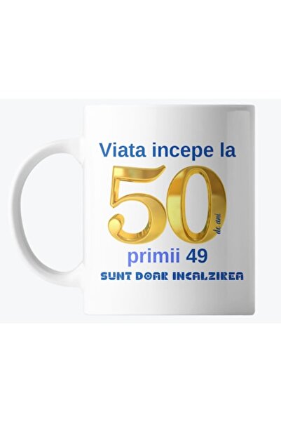 OEM Personalized mug 'Life begins at 50', white, 330 ml