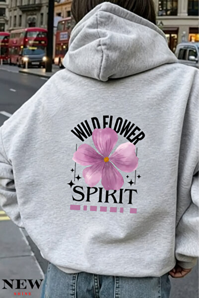 New Shine Wild Flower Spirit cu imprimeu cu glugă Swea tricou