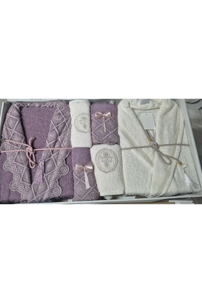 HYEM BORNOZ SETİ 6LI ÇEYİZLİK SETİ %100 PAMUK YUMUŞAK DOKULU