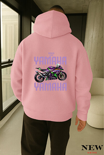 New Shine Суитшърт с качулка и мотоциклетна щампа