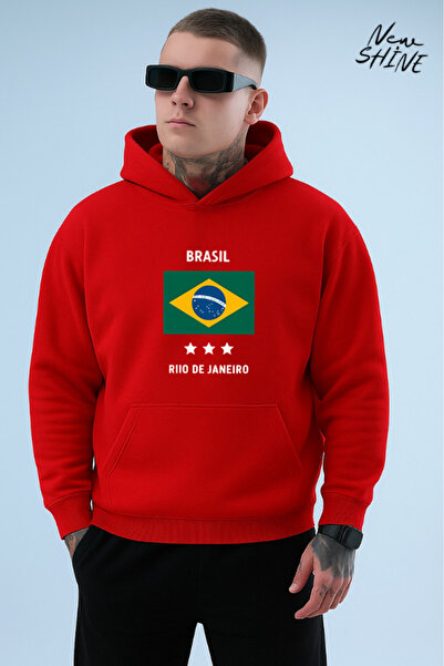 New Shine سويت شيرت برازيلي مطبوع بقلنسوة