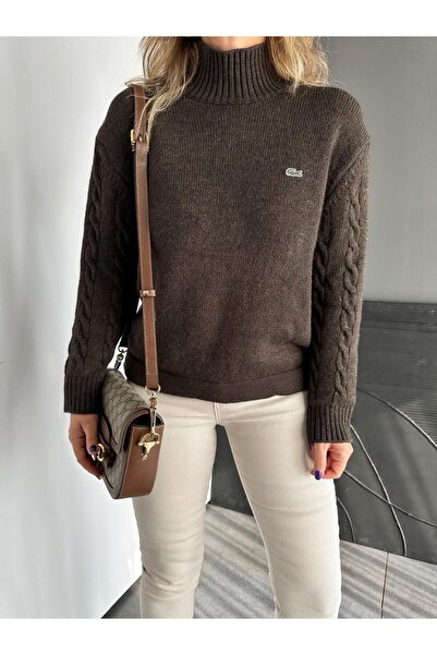 Zerrincan Giyim Pulover cu mâneci maro împletite, marca model
