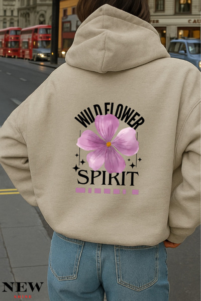 New Shine Wild Flower Spirit cu imprimeu cu glugă Swea tricou